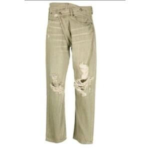 R13 Cross over Jeans In Moss Green Sz 24 Whimsigoth Punk Japanese Fabric (V6